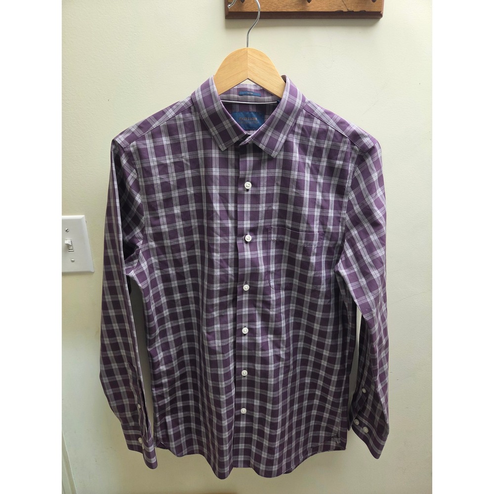 Fairlane Mens Slim Fit Supima Cotton Plaid Long Sleeve Button Down Shirt small
